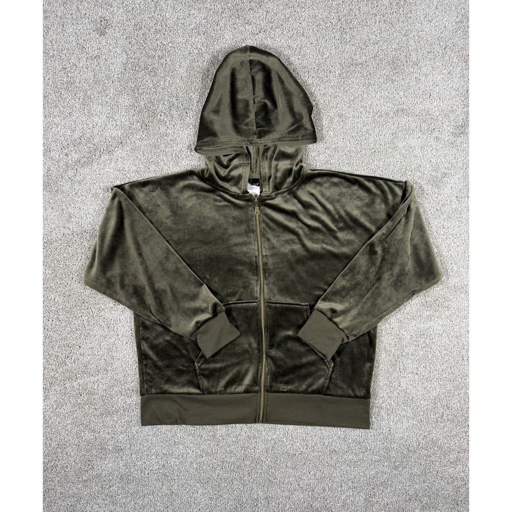 Y2K Felina Velour Full Zip Hoodie Brown Women's Size L